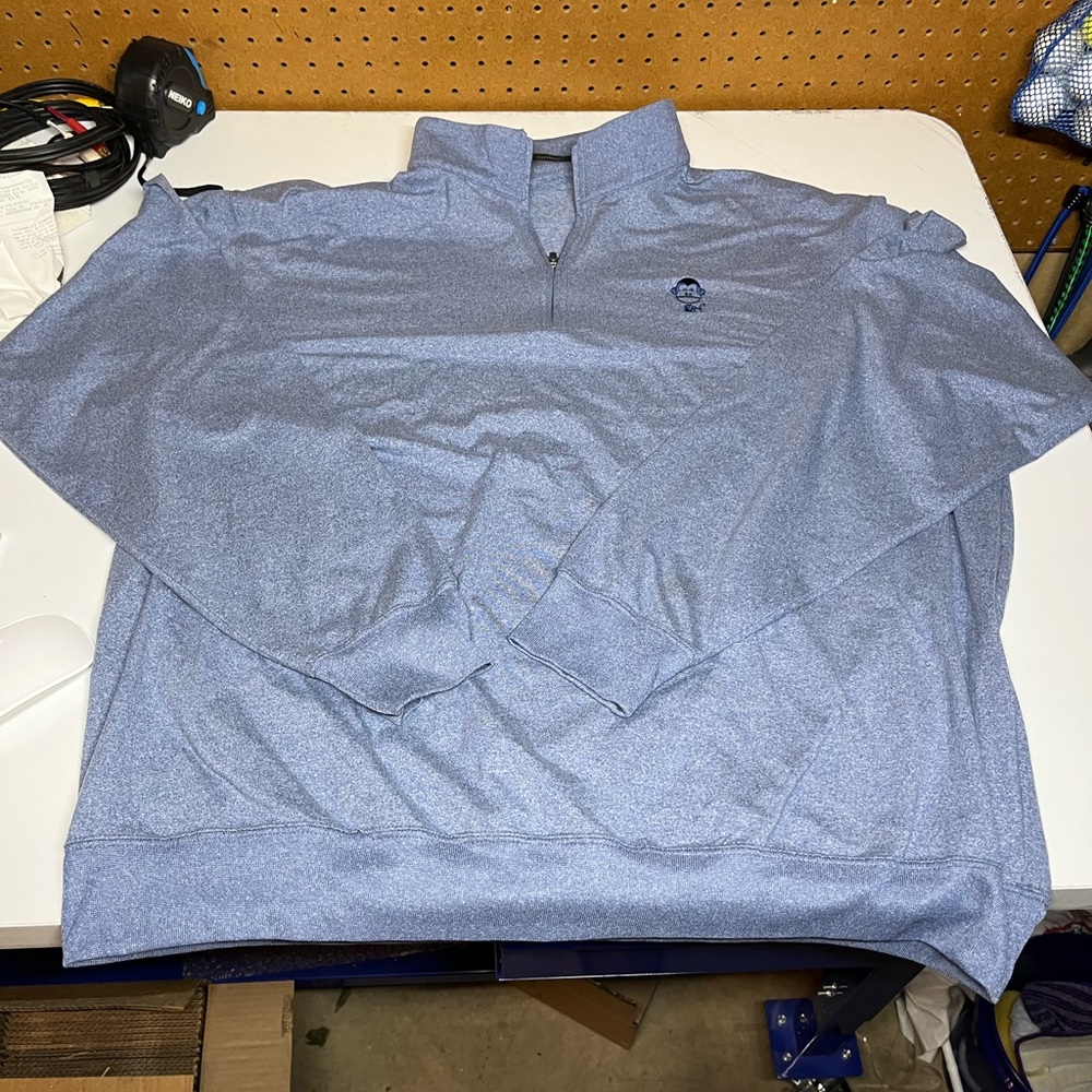 Turtleson Sweater Men XXL Blue Pullover Quarter Zip Sweatshirt Monkey